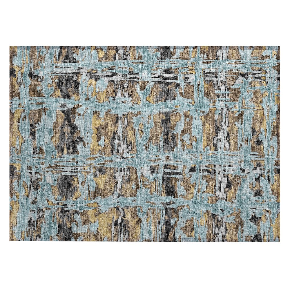 Machine Washable Indoor/Outdoor Chantille ACN2627 Teal 1'8" x 2'6" Rug. Picture 1