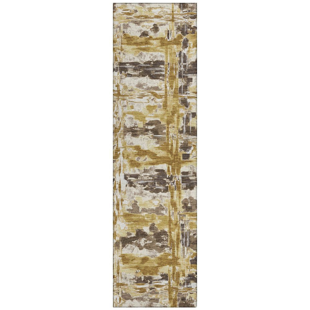 Machine Washable Indoor/Outdoor Chantille ACN2627 Gold 2'3" x 7'6" Runner Rug. Picture 1