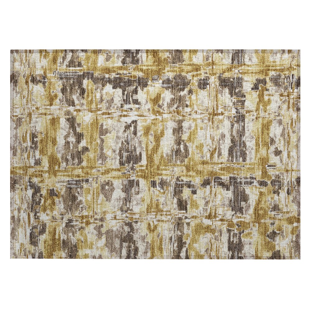 Machine Washable Indoor/Outdoor Chantille ACN2627 Gold 1'8" x 2'6" Rug. Picture 1