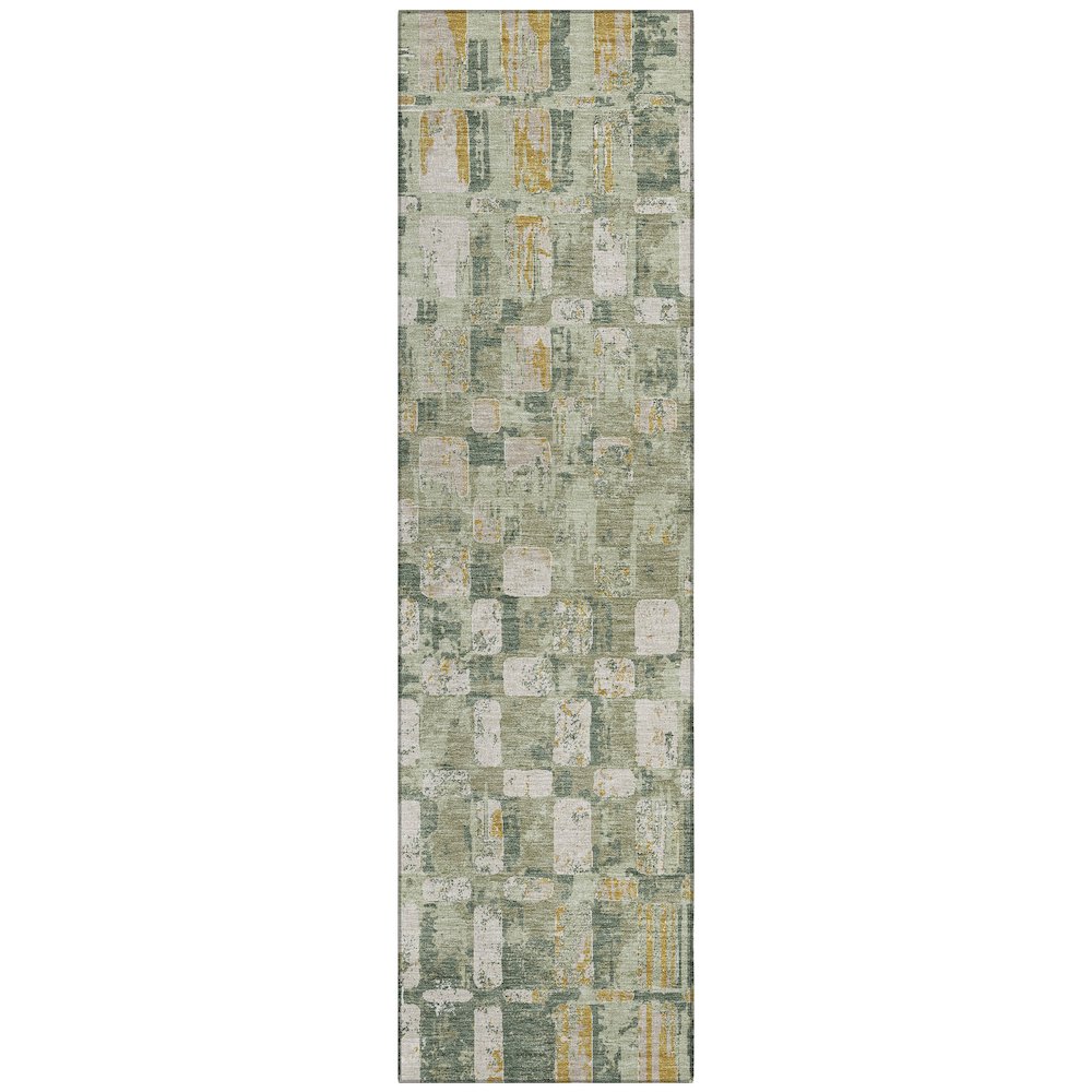 Machine Washable Indoor/Outdoor Chantille ACN2628 Green 2'3" x 7'6" Runner Rug. Picture 1