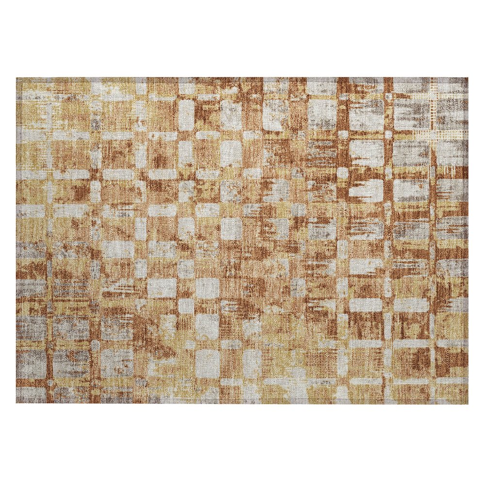 Machine Washable Indoor/Outdoor Chantille ACN2628 Orange 1'8" x 2'6" Rug. Picture 1