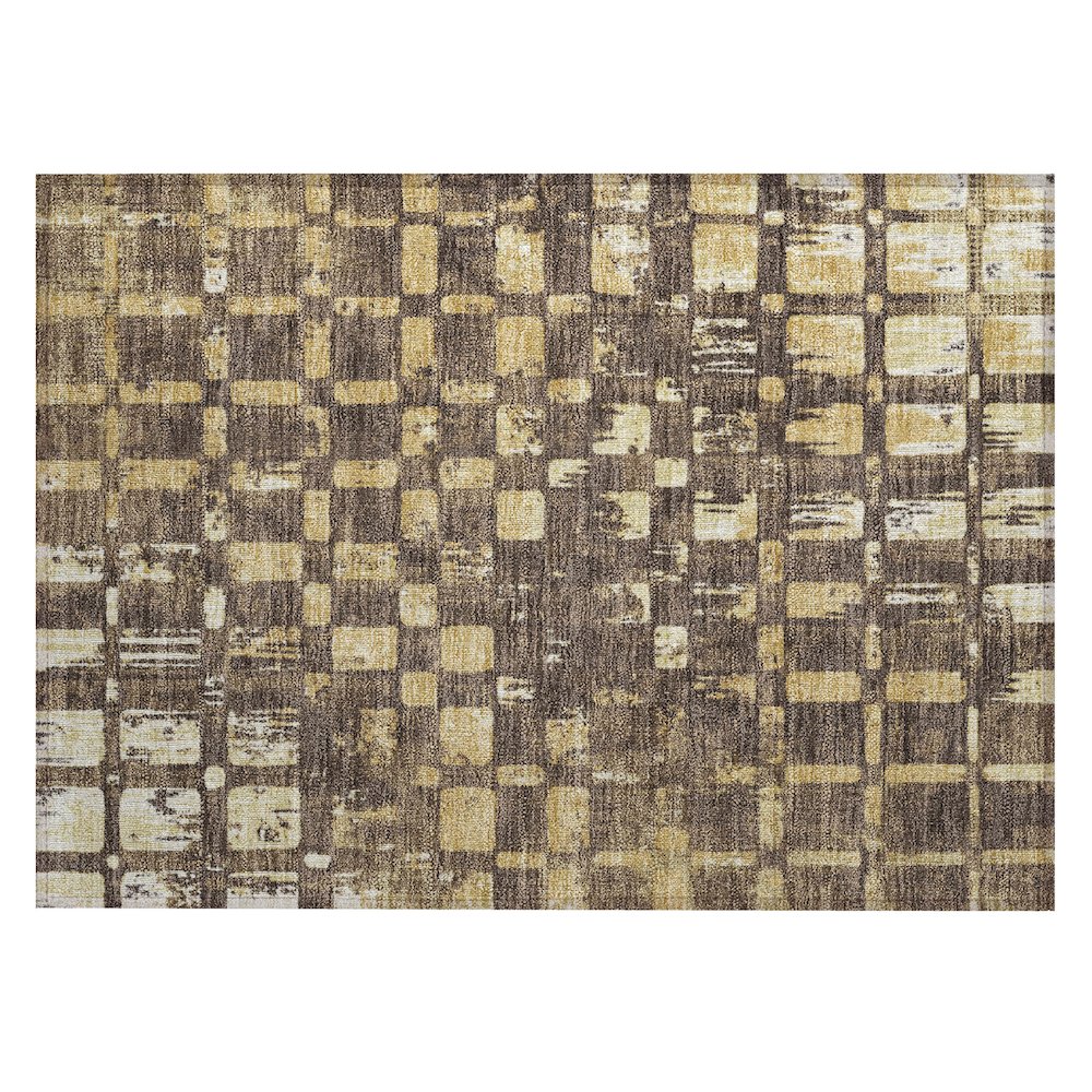 Machine Washable Indoor/Outdoor Chantille ACN2628 Brown 1'8" x 2'6" Rug. Picture 1