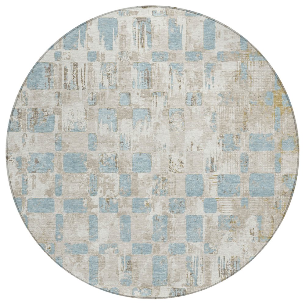 Machine Washable Indoor/Outdoor Chantille ACN2628 Ivory 8' x 8' Round Rug. Picture 1