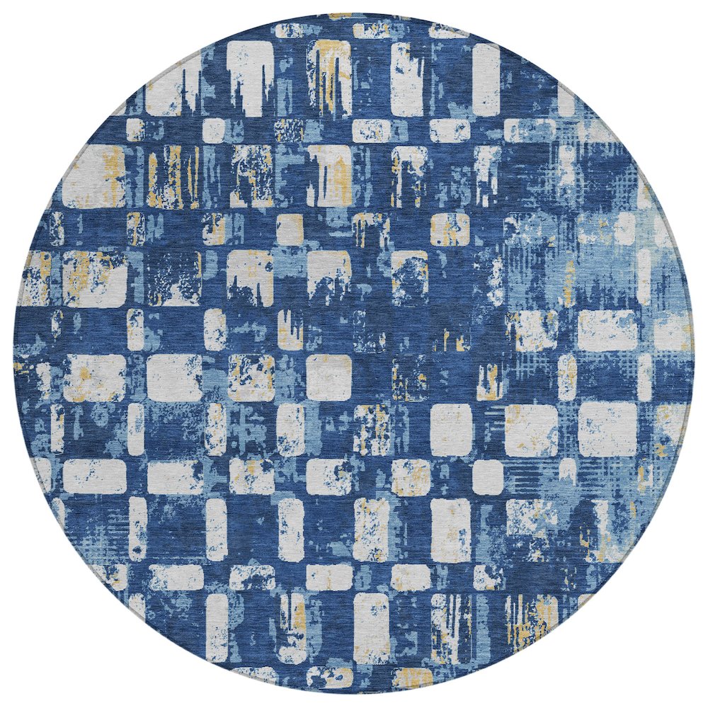 Machine Washable Indoor/Outdoor Chantille ACN2628 Blue 8' x 8' Round Rug. Picture 1