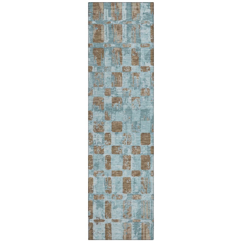 Machine Washable Indoor/Outdoor Chantille ACN2628 Teal 2'3" x 7'6" Runner Rug. Picture 1