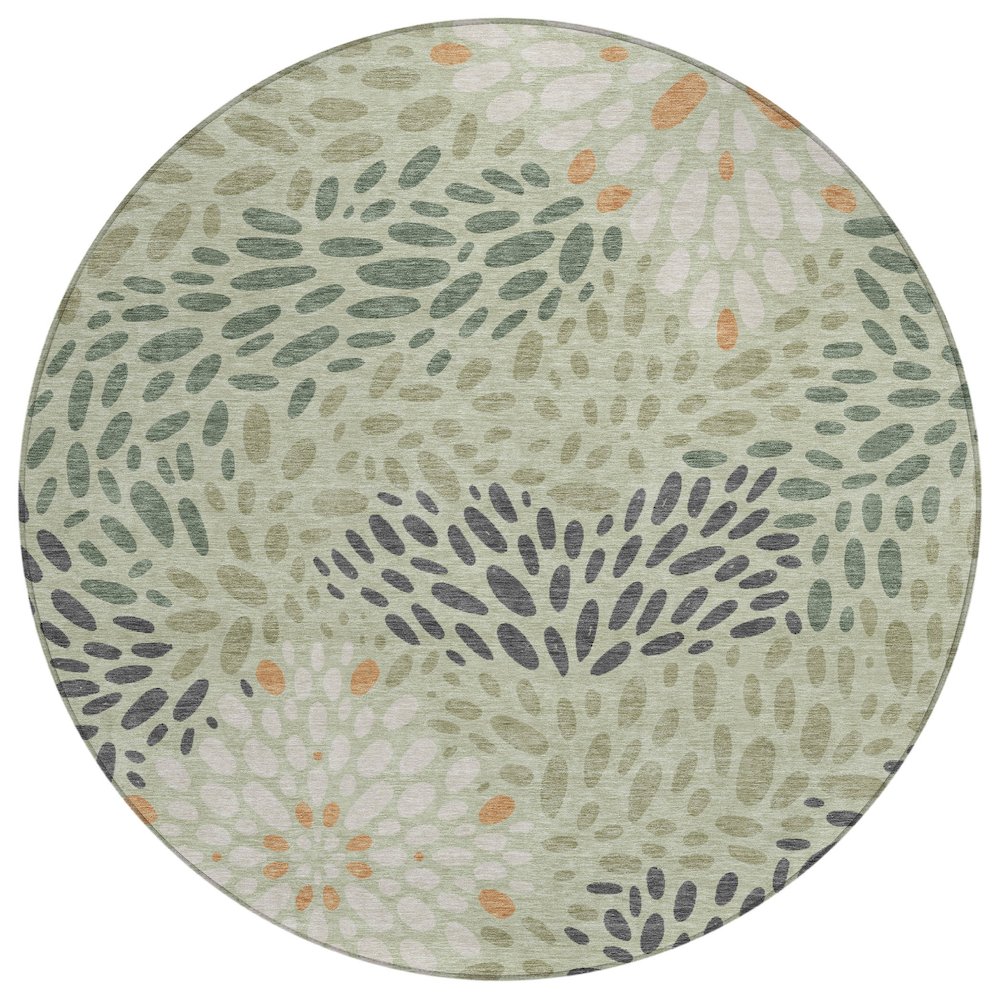 Machine Washable Indoor/Outdoor Chantille ACN2629 Green 8' x 8' Round Rug. Picture 1