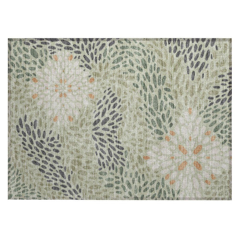 Machine Washable Indoor/Outdoor Chantille ACN2629 Green 1'8" x 2'6" Rug. Picture 1
