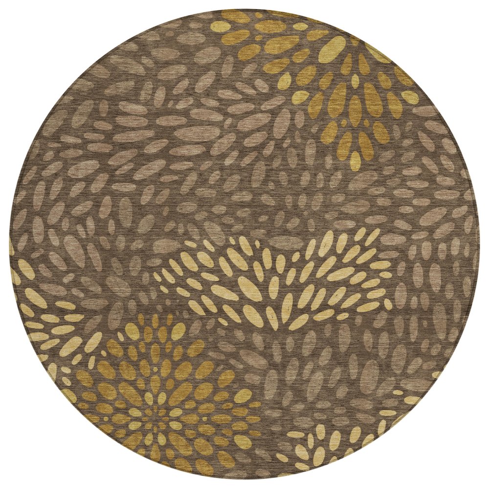 Machine Washable Indoor/Outdoor Chantille ACN2629 Brown 8' x 8' Round Rug. Picture 1