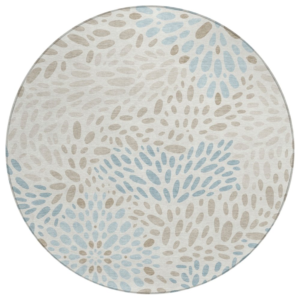 Machine Washable Indoor/Outdoor Chantille ACN2629 Ivory 8' x 8' Round Rug. Picture 1