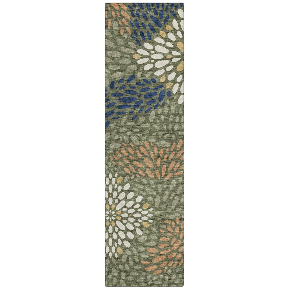 Machine Washable Indoor/Outdoor Chantille ACN2629 Green 2'3" x 7'6" Runner Rug. Picture 1