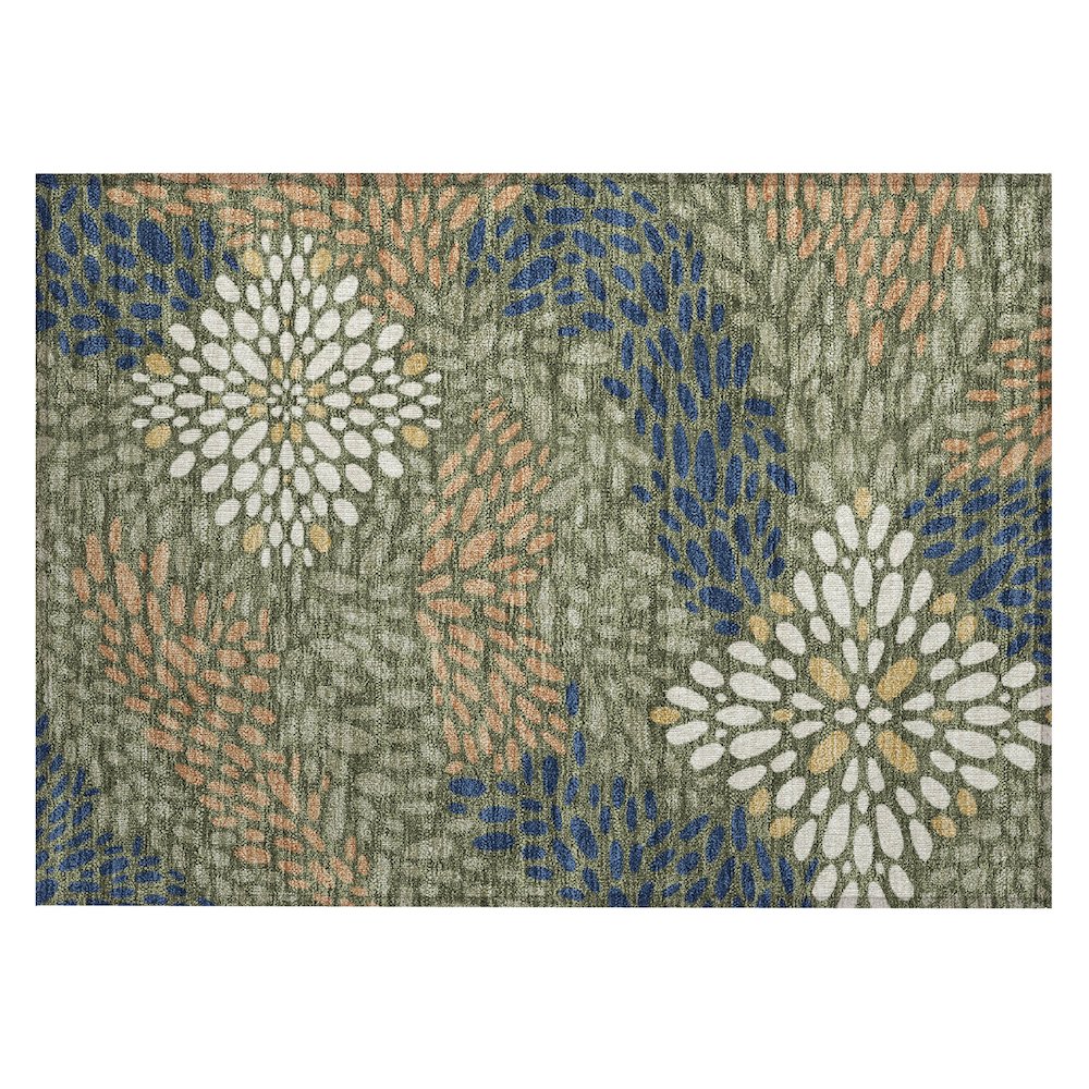 Machine Washable Indoor/Outdoor Chantille ACN2629 Green 1'8" x 2'6" Rug. Picture 1