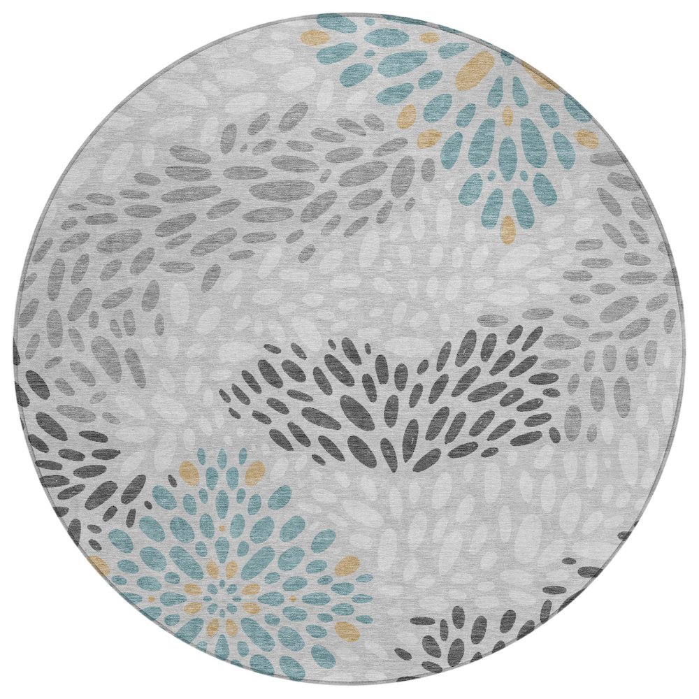Machine Washable Indoor/Outdoor Chantille ACN2629 Gray 8' x 8' Round Rug. Picture 1