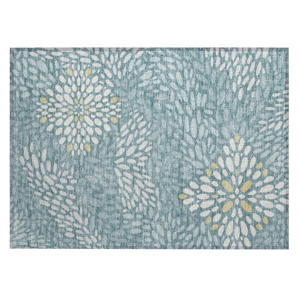Machine Washable Indoor/Outdoor Chantille ACN2629 Teal 1'8" x 2'6" Rug. Picture 1