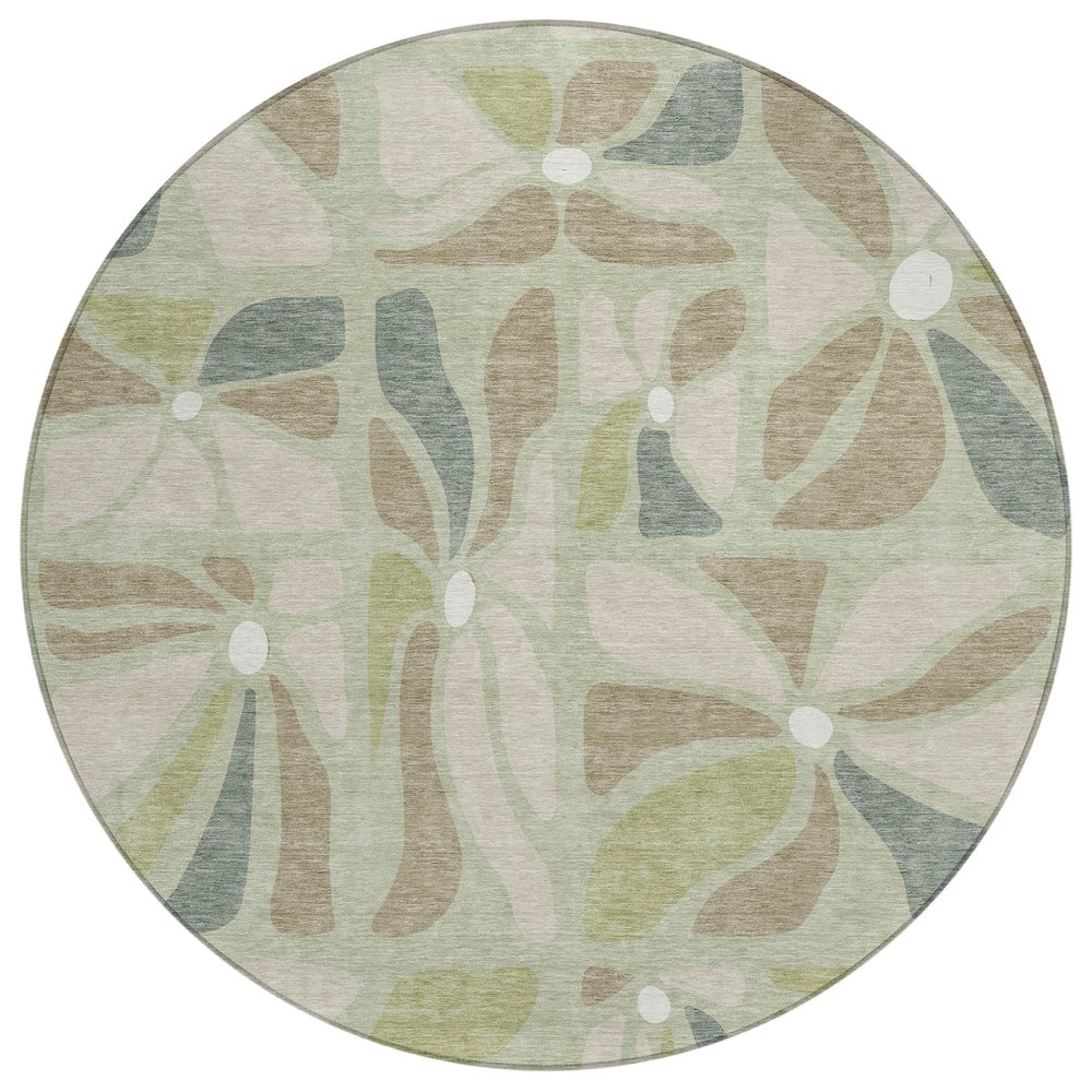 Machine Washable Indoor/Outdoor Chantille ACN2630 Green 8' x 8' Round Rug. Picture 1