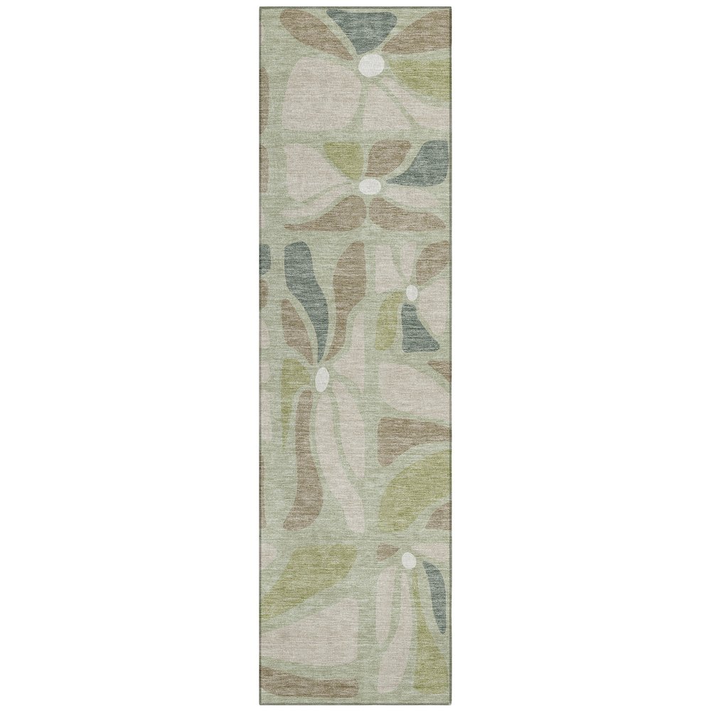 Machine Washable Indoor/Outdoor Chantille ACN2630 Green 2'3" x 7'6" Runner Rug. Picture 1