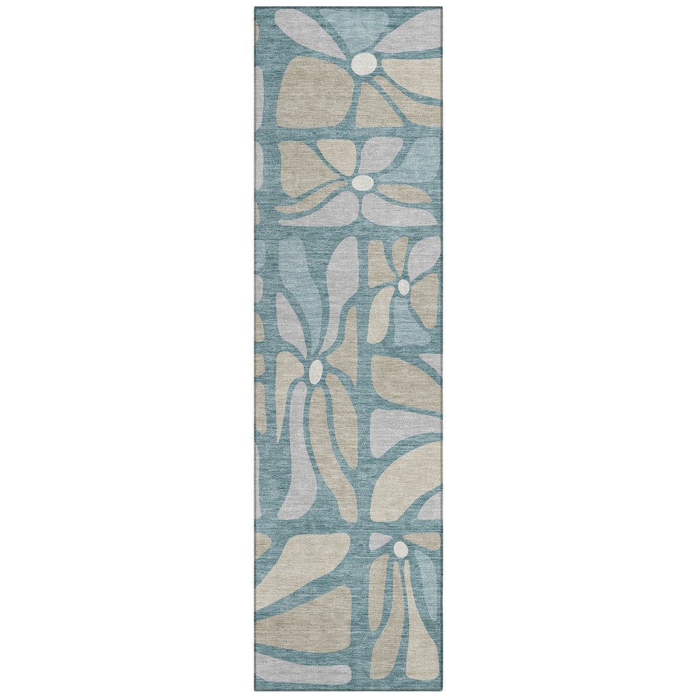 Machine Washable Indoor/Outdoor Chantille ACN2630 Teal 2'3" x 7'6" Runner Rug. Picture 1