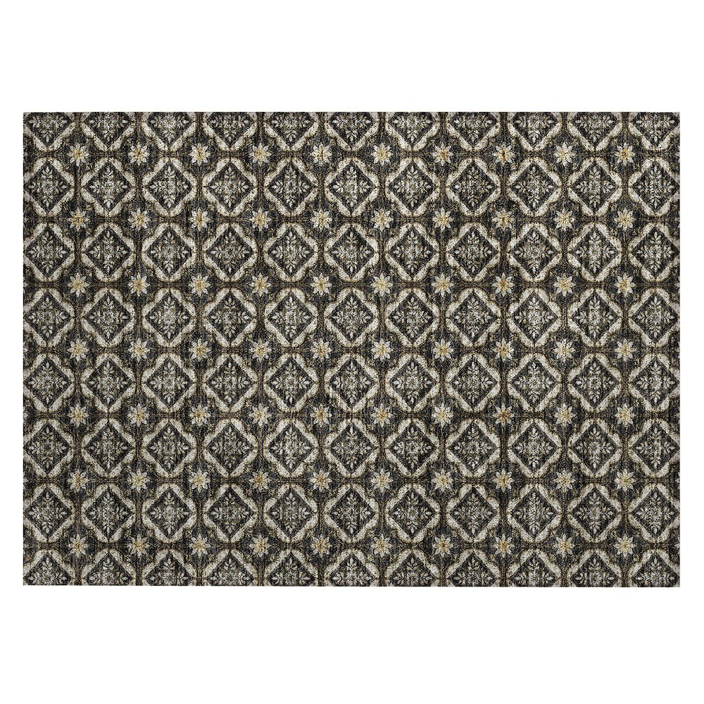 Machine Washable Indoor/Outdoor Chantille ACN2631 Black 1'8" x 2'6" Rug. Picture 1