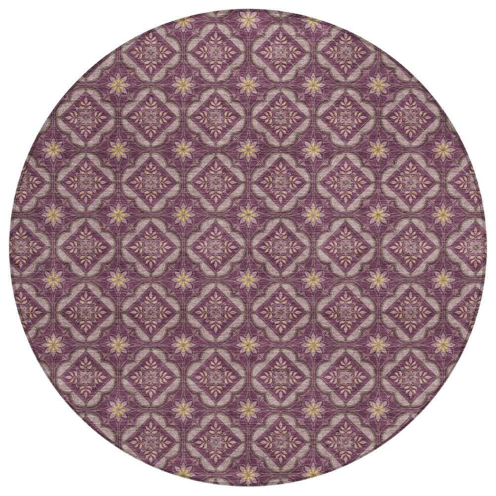 Machine Washable Indoor/Outdoor Chantille ACN2631 Purple 8' x 8' Round Rug. Picture 1