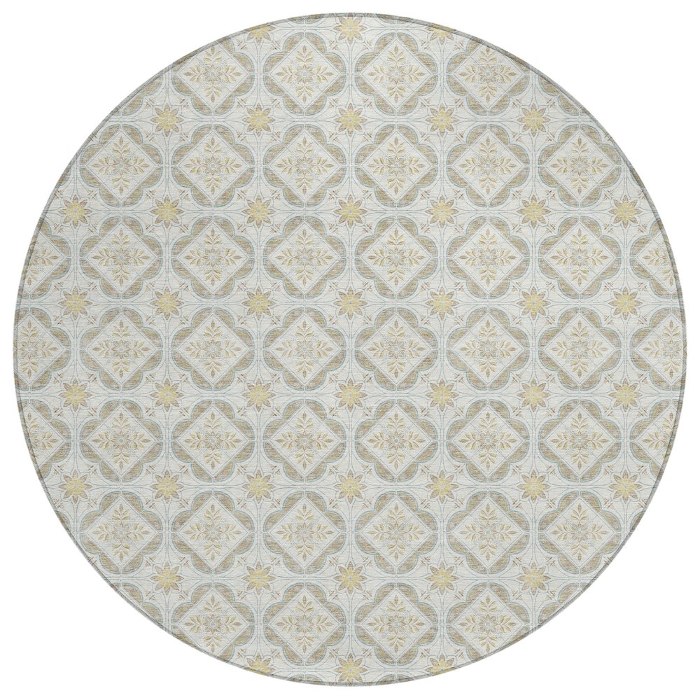 Machine Washable Indoor/Outdoor Chantille ACN2631 Ivory 8' x 8' Round Rug. Picture 1