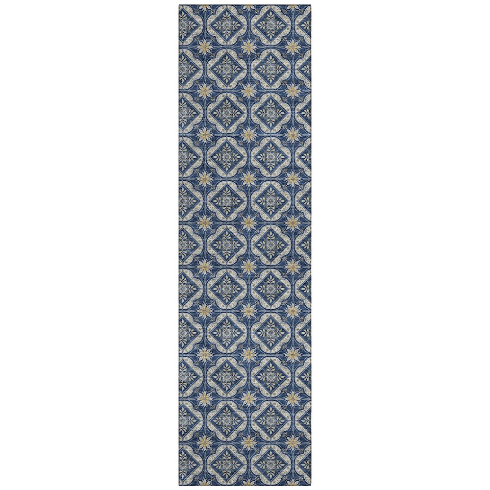 Machine Washable Indoor/Outdoor Chantille ACN2631 Blue 2'3" x 7'6" Runner Rug. Picture 1
