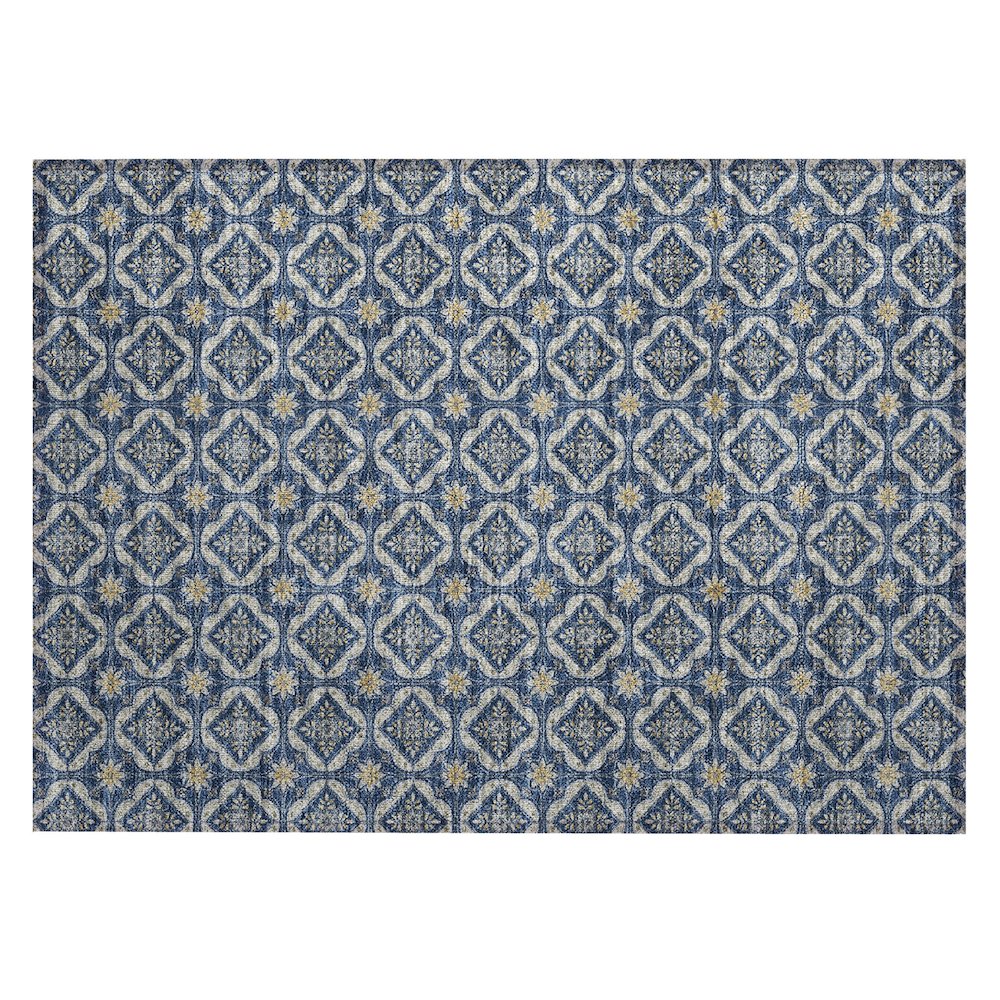 Machine Washable Indoor/Outdoor Chantille ACN2631 Blue 1'8" x 2'6" Rug. Picture 1