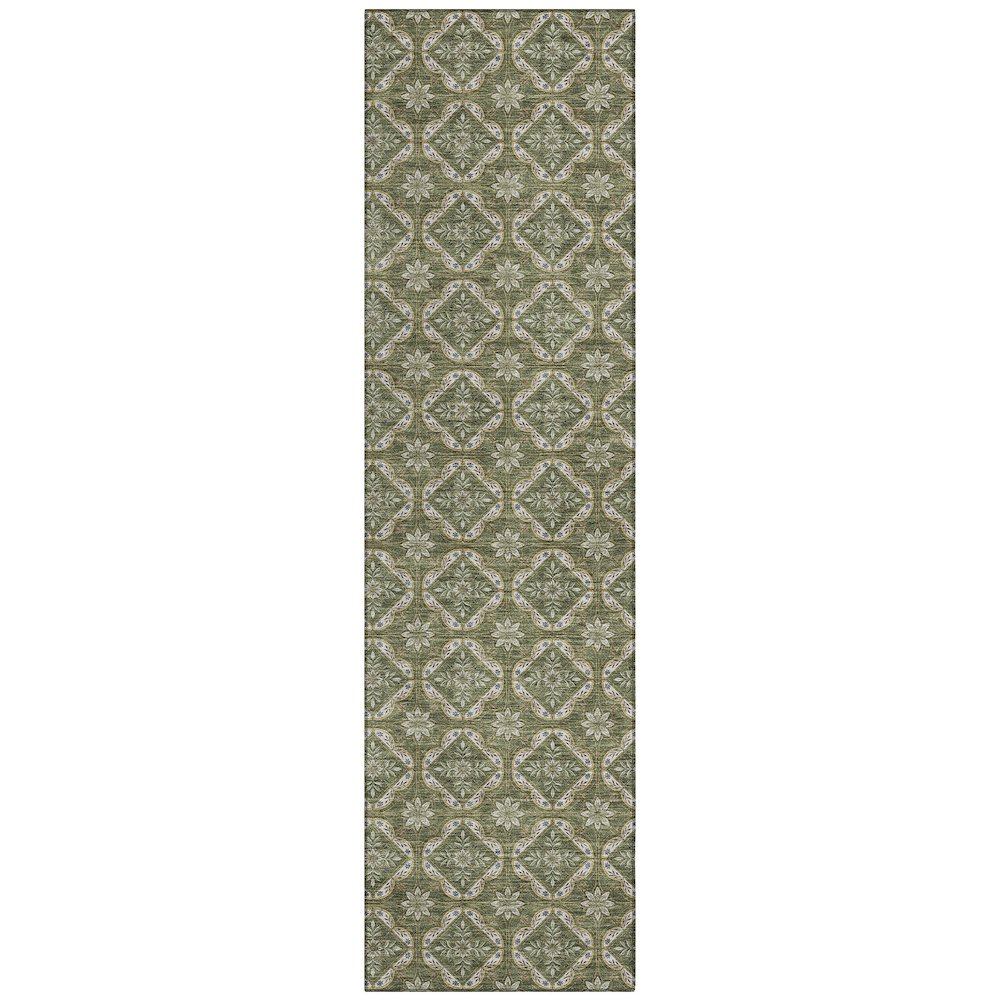 Machine Washable Indoor/Outdoor Chantille ACN2631 Green 2'3" x 7'6" Runner Rug. Picture 1