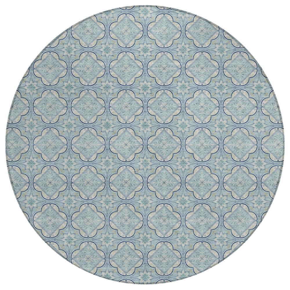 Machine Washable Indoor/Outdoor Chantille ACN2631 Blue 8' x 8' Round Rug. Picture 1