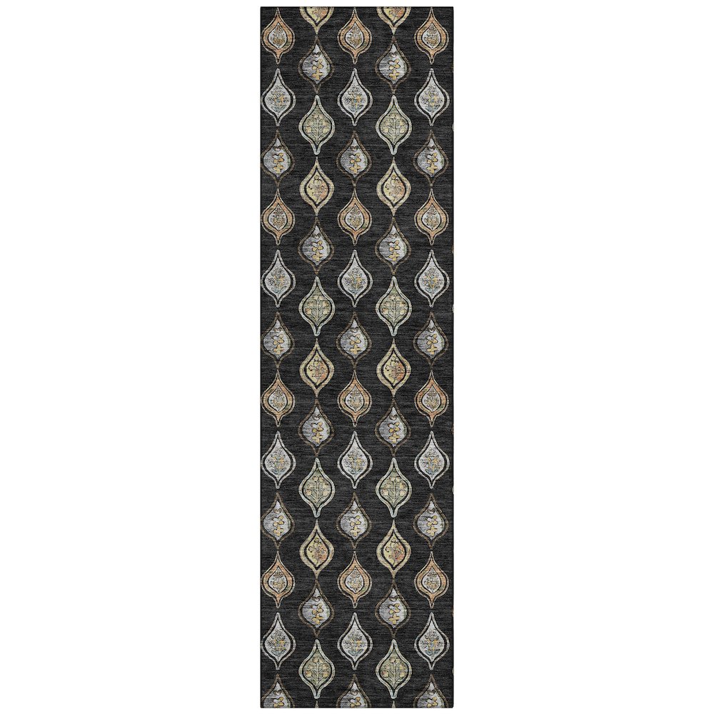 Machine Washable Indoor/Outdoor Chantille ACN2632 Black 2'3" x 7'6" Runner Rug. Picture 1