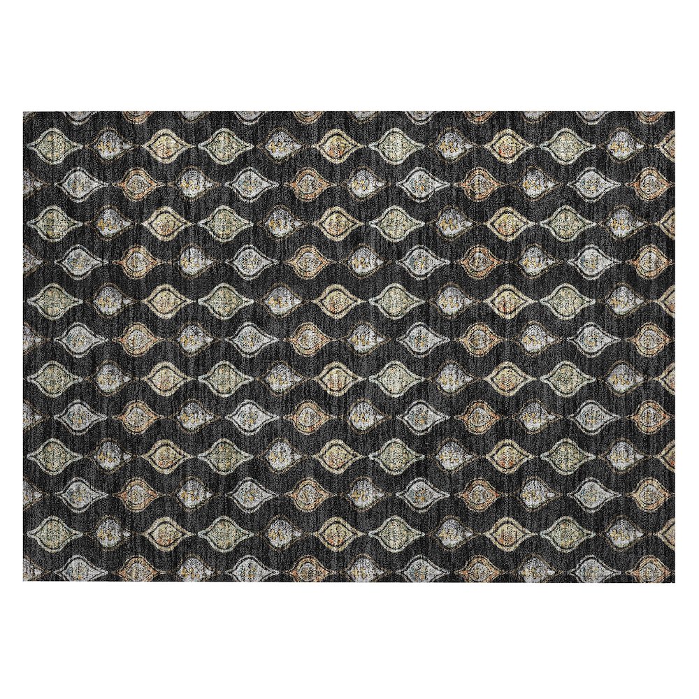 Machine Washable Indoor/Outdoor Chantille ACN2632 Black 1'8" x 2'6" Rug. Picture 1