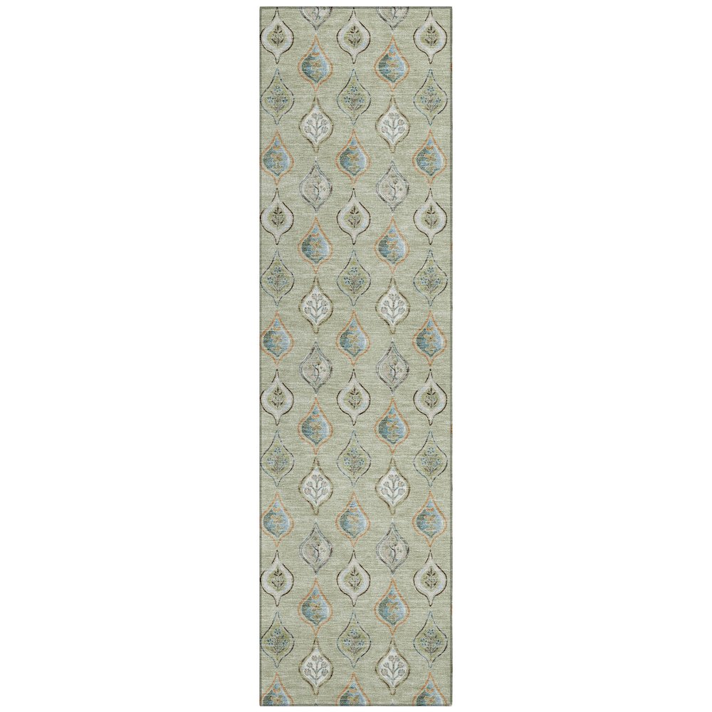 Machine Washable Indoor/Outdoor Chantille ACN2632 Green 2'3" x 7'6" Runner Rug. Picture 1