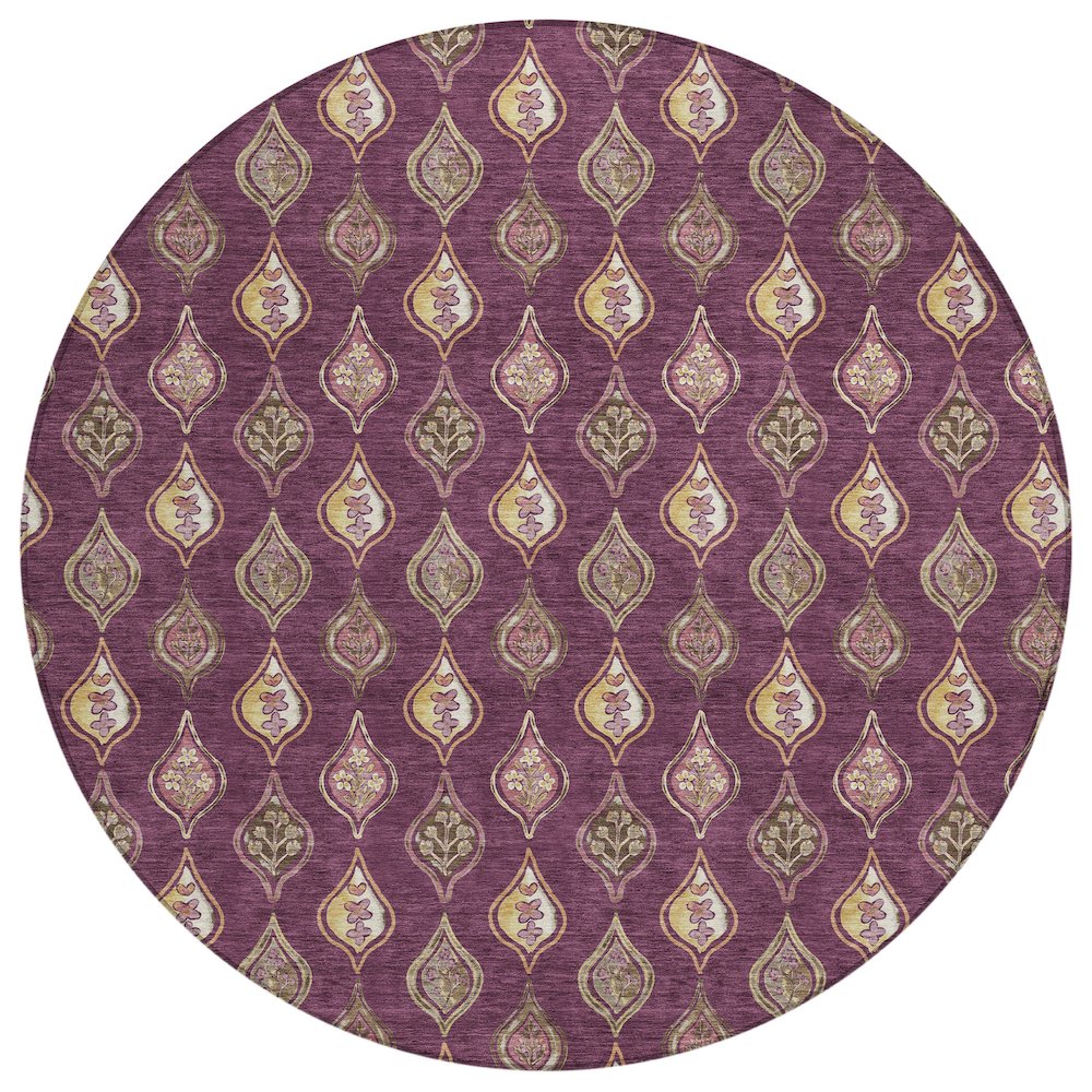 Machine Washable Indoor/Outdoor Chantille ACN2632 Purple 8' x 8' Round Rug. Picture 1