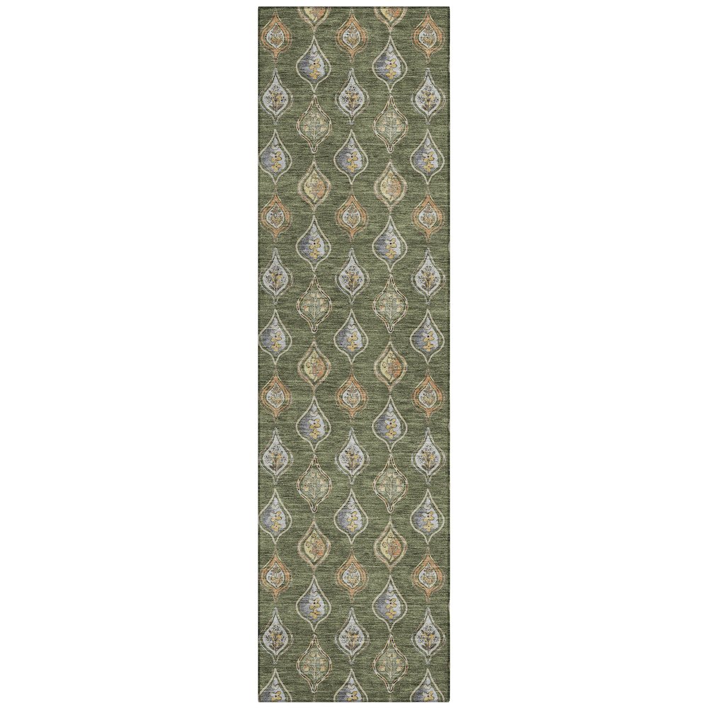 Machine Washable Indoor/Outdoor Chantille ACN2632 Green 2'3" x 7'6" Runner Rug. Picture 1