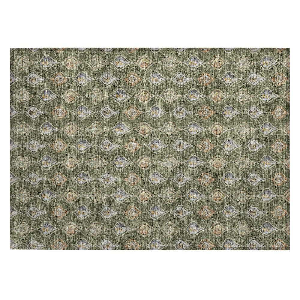 Machine Washable Indoor/Outdoor Chantille ACN2632 Green 1'8" x 2'6" Rug. Picture 1