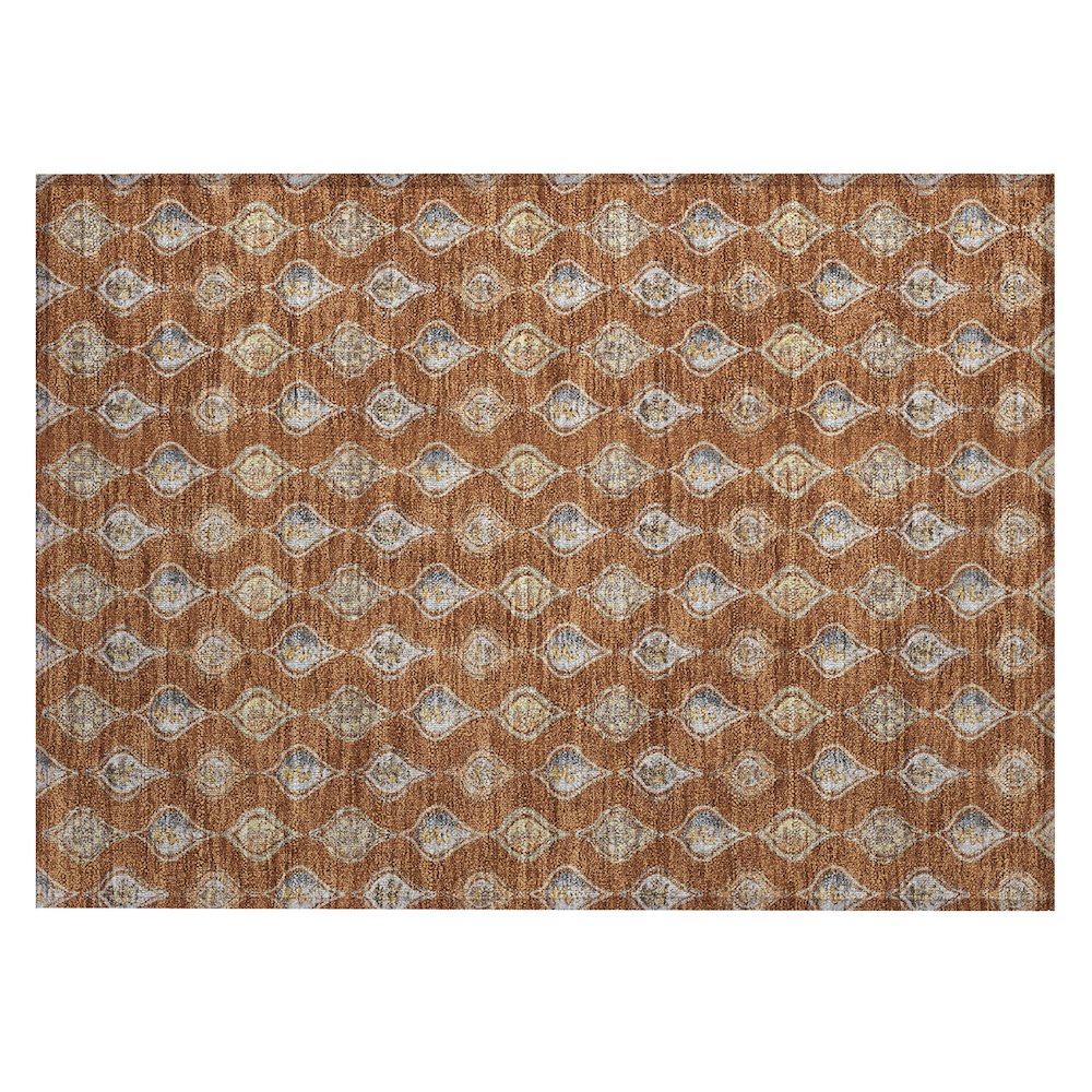 Machine Washable Indoor/Outdoor Chantille ACN2632 Orange 1'8" x 2'6" Rug. Picture 1
