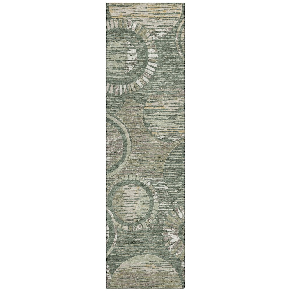 Machine Washable Indoor/Outdoor Chantille ACN2633 Green 2'3" x 7'6" Runner Rug. Picture 1
