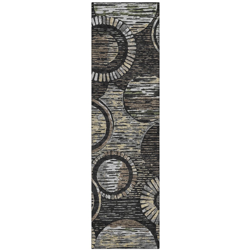 Machine Washable Indoor/Outdoor Chantille ACN2633 Black 2'3" x 7'6" Runner Rug. Picture 1