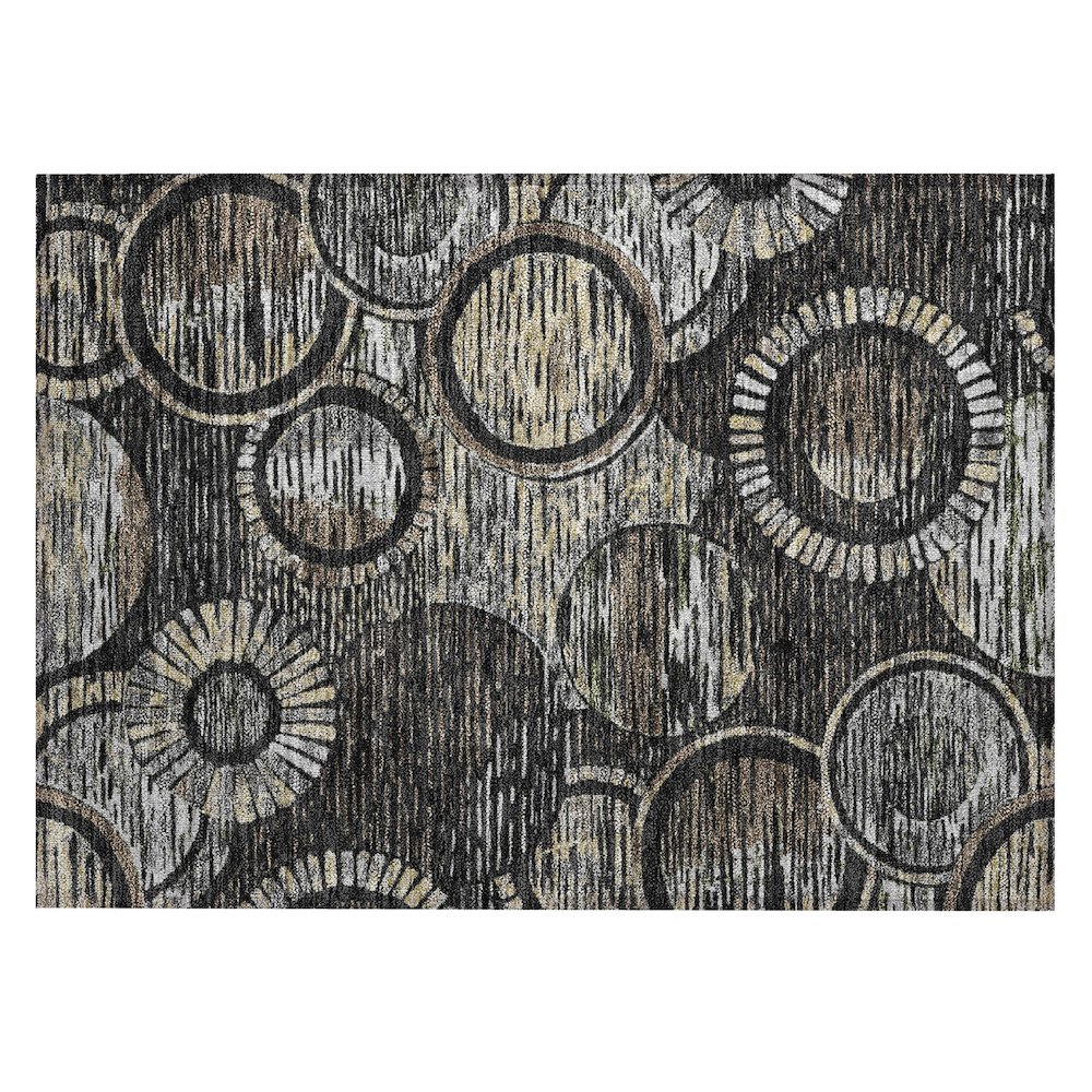 Machine Washable Indoor/Outdoor Chantille ACN2633 Black 1'8" x 2'6" Rug. Picture 1