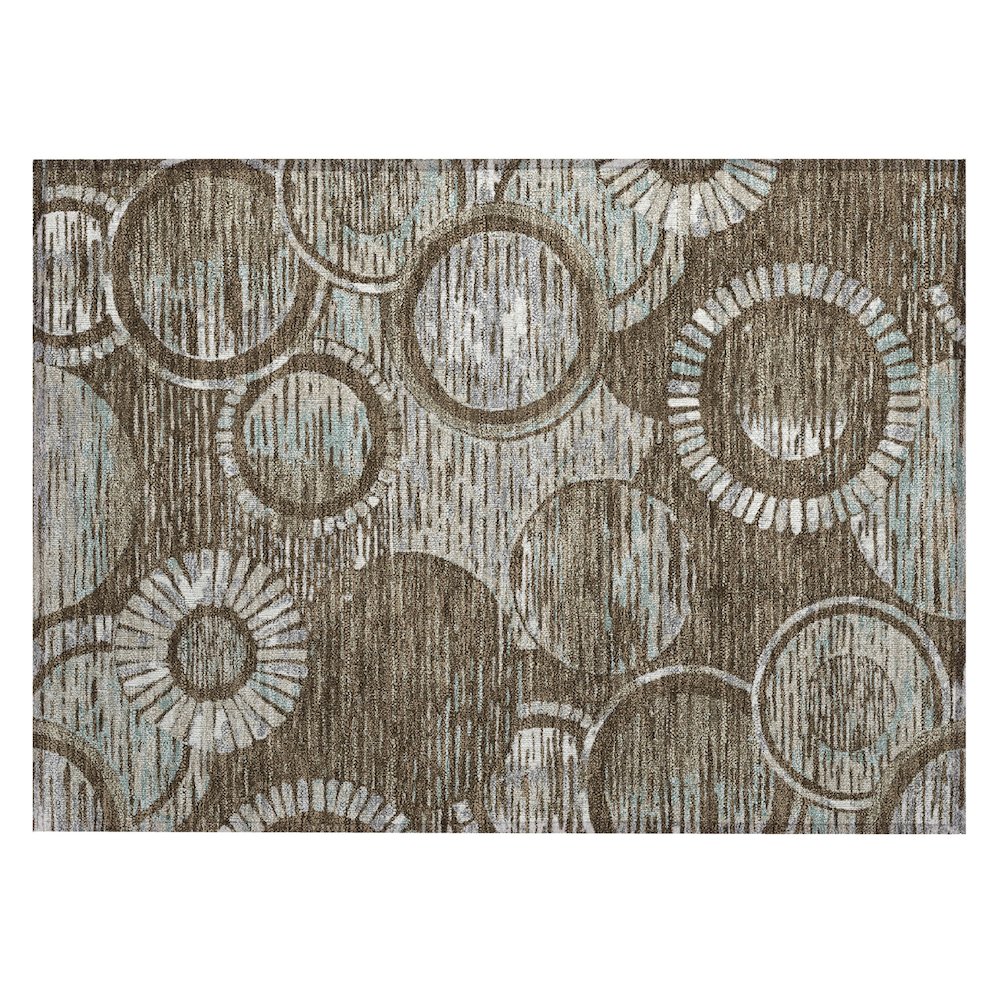 Machine Washable Indoor/Outdoor Chantille ACN2633 Brown 1'8" x 2'6" Rug. Picture 1
