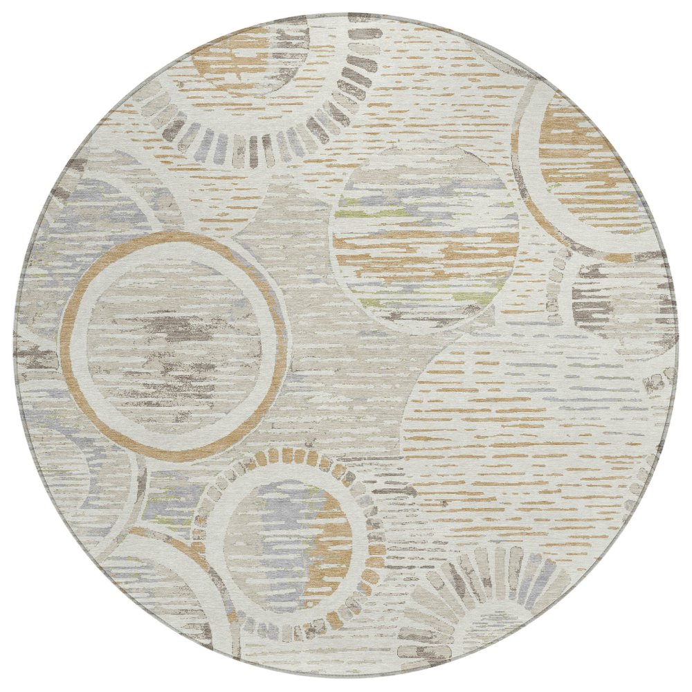 Machine Washable Indoor/Outdoor Chantille ACN2633 Ivory 8' x 8' Round Rug. Picture 1