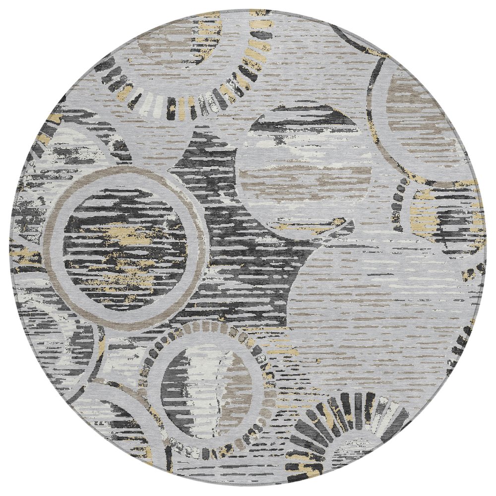 Machine Washable Indoor/Outdoor Chantille ACN2633 Gray 8' x 8' Round Rug. Picture 1