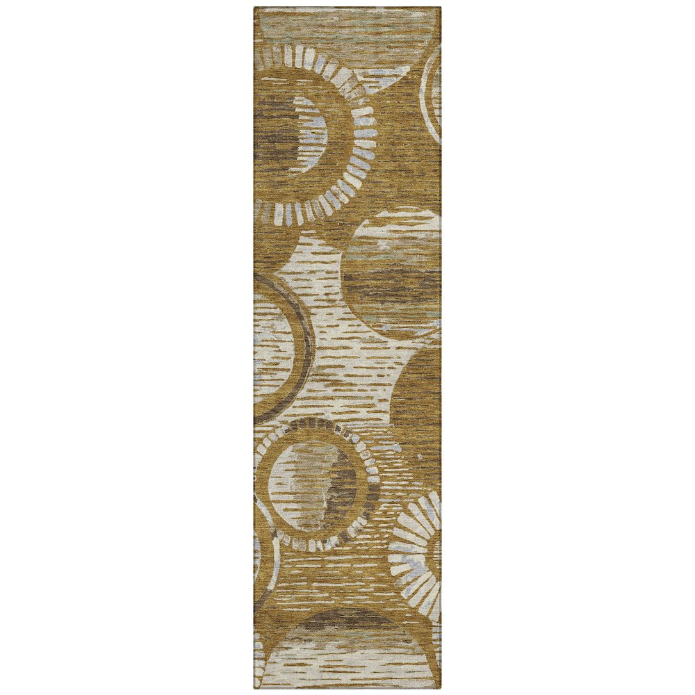 Machine Washable Indoor/Outdoor Chantille ACN2633 Gold 2'3" x 7'6" Runner Rug. Picture 1