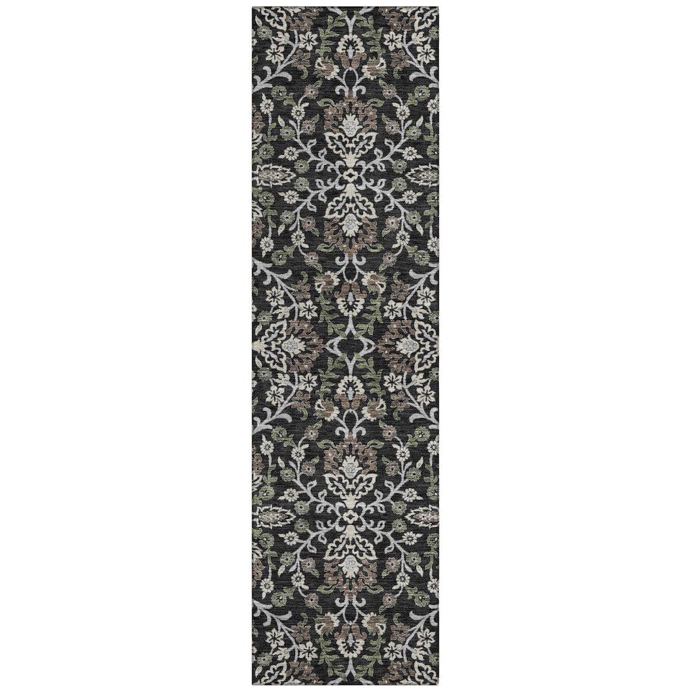 Machine Washable Indoor/Outdoor Chantille ACN2634 Black 2'3" x 7'6" Runner Rug. Picture 1