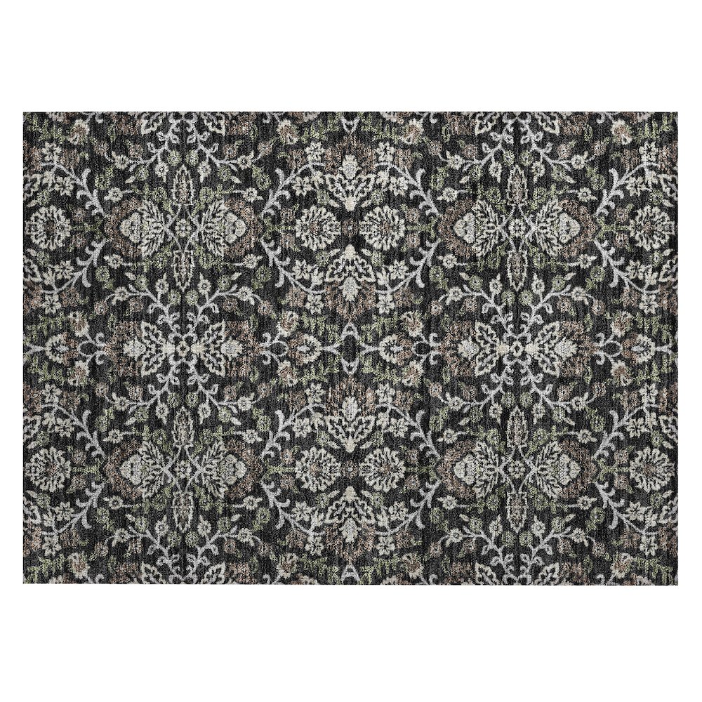 Machine Washable Indoor/Outdoor Chantille ACN2634 Black 1'8" x 2'6" Rug. Picture 1