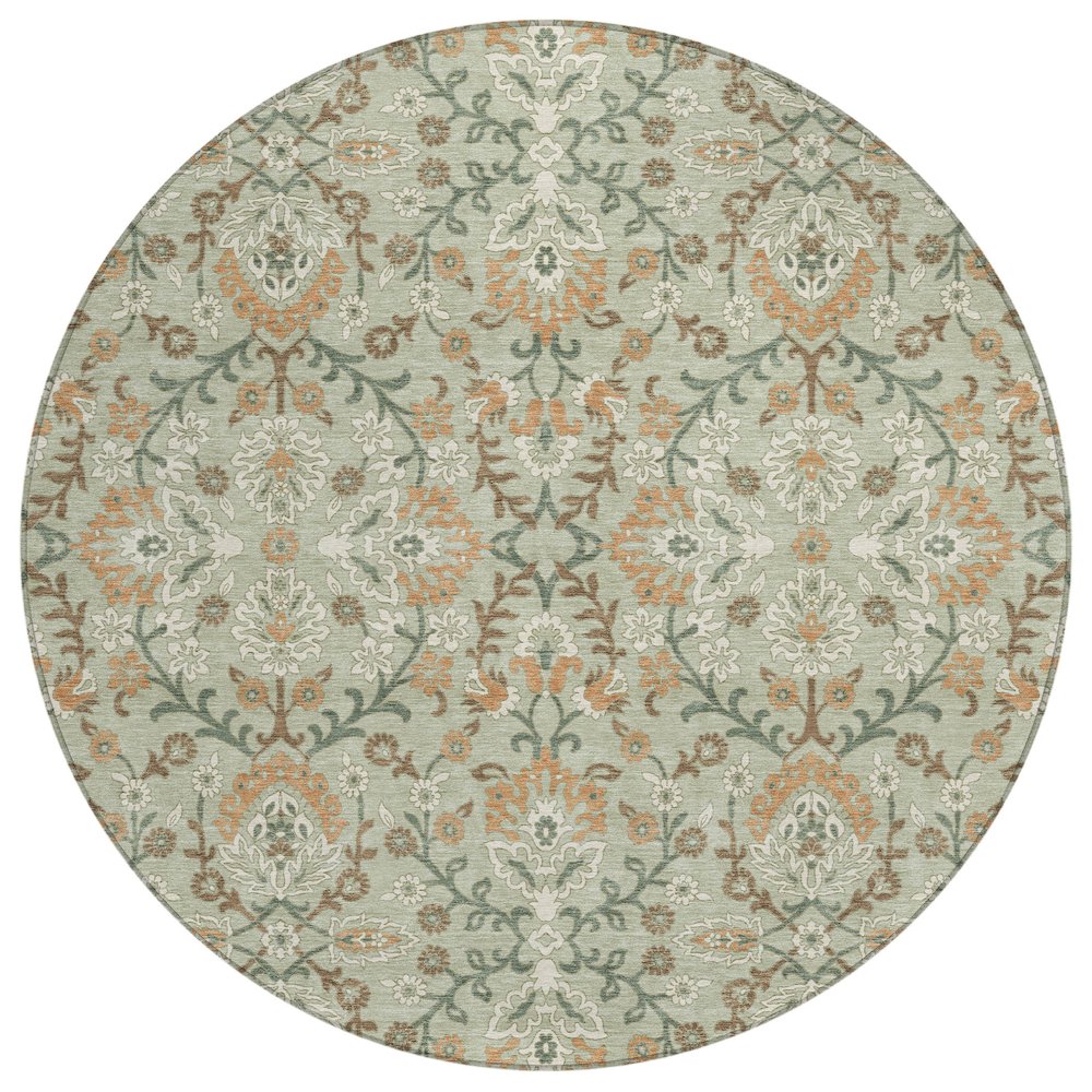 Machine Washable Indoor/Outdoor Chantille ACN2634 Green 8' x 8' Round Rug. Picture 1