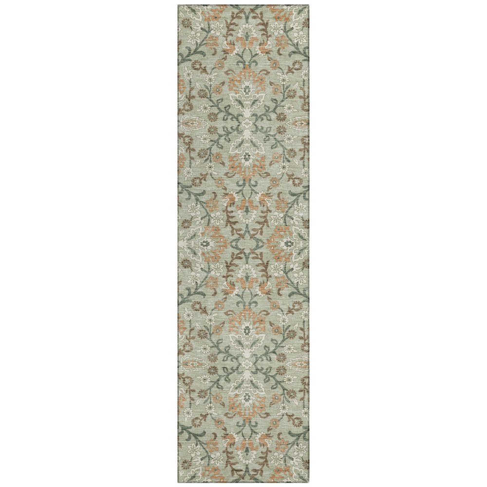 Machine Washable Indoor/Outdoor Chantille ACN2634 Green 2'3" x 7'6" Runner Rug. Picture 1