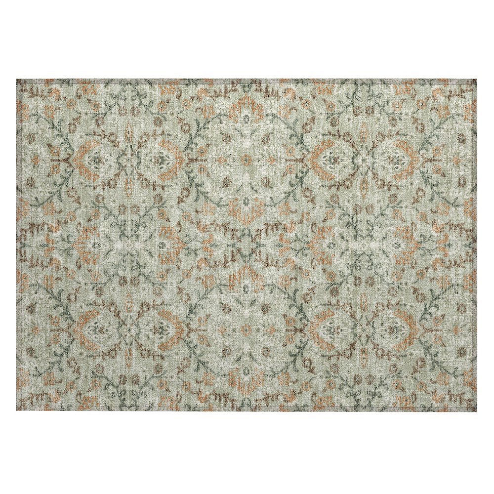 Machine Washable Indoor/Outdoor Chantille ACN2634 Green 1'8" x 2'6" Rug. Picture 1