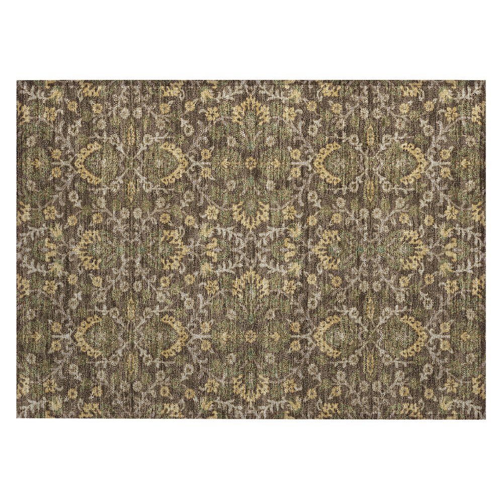 Machine Washable Indoor/Outdoor Chantille ACN2634 Brown 1'8" x 2'6" Rug. Picture 1
