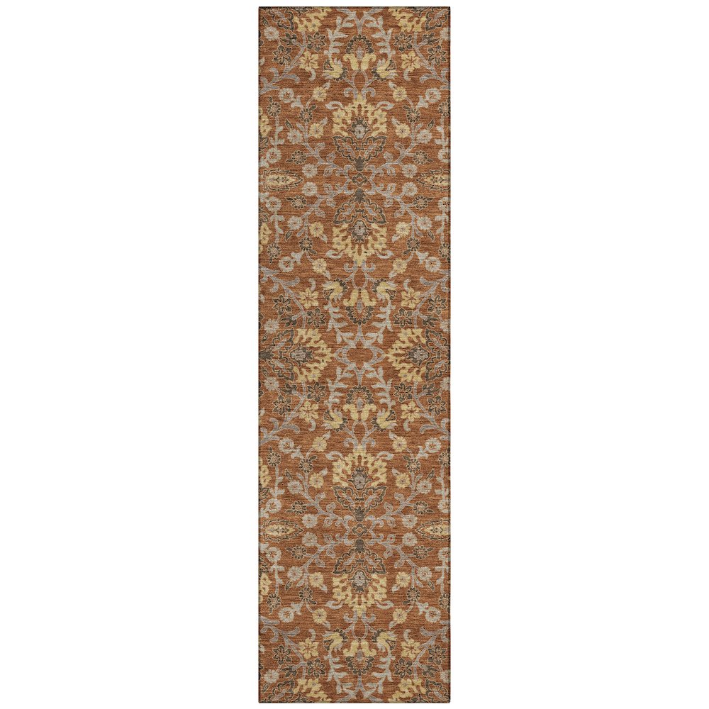Machine Washable Indoor/Outdoor Chantille ACN2634 Orange 2'3" x 7'6" Runner Rug. Picture 1
