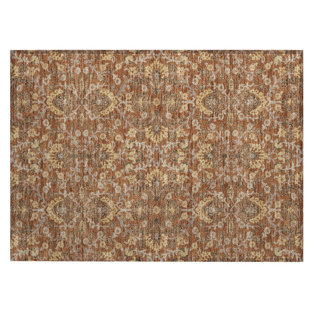 Machine Washable Indoor/Outdoor Chantille ACN2634 Orange 1'8" x 2'6" Rug. Picture 1