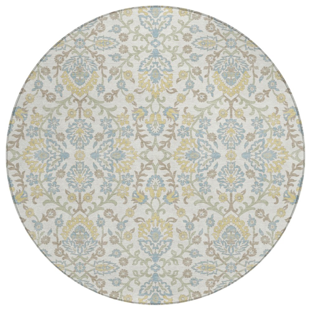 Machine Washable Indoor/Outdoor Chantille ACN2634 Ivory 8' x 8' Round Rug. Picture 1